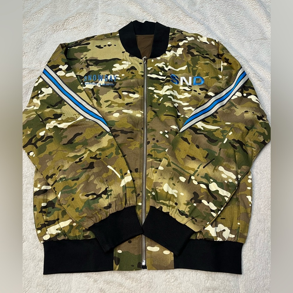 ITSSNOWDAY Snowday Reversible MC Camo Full Zip Pilot Jacket Mens Sz XL Rare New